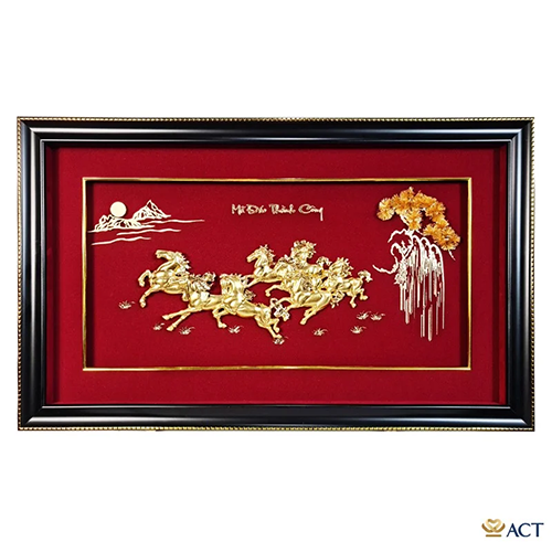 Tranh bát mã dát vàng 24K ACT GOLD ISO 9001:2015 - Quà Tặng Dát Vàng 24K - Công Ty TNHH V&T GOLD Việt Nam